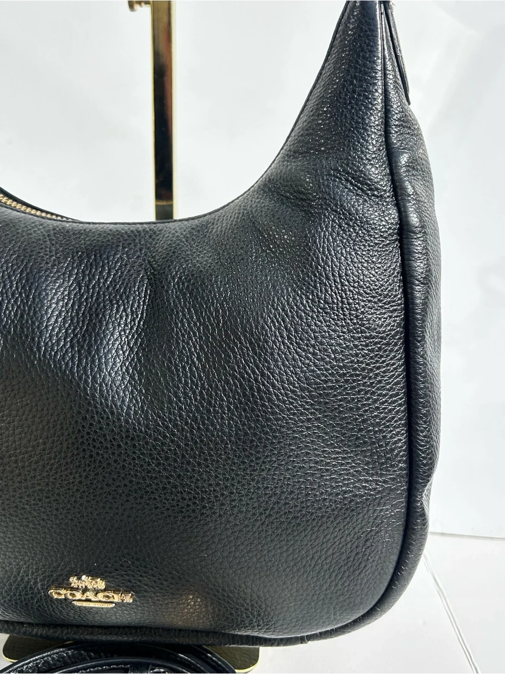 COACH C9190 Jules Hobo In Black Pebble Leather Classic Shoulder Bag Handbag
